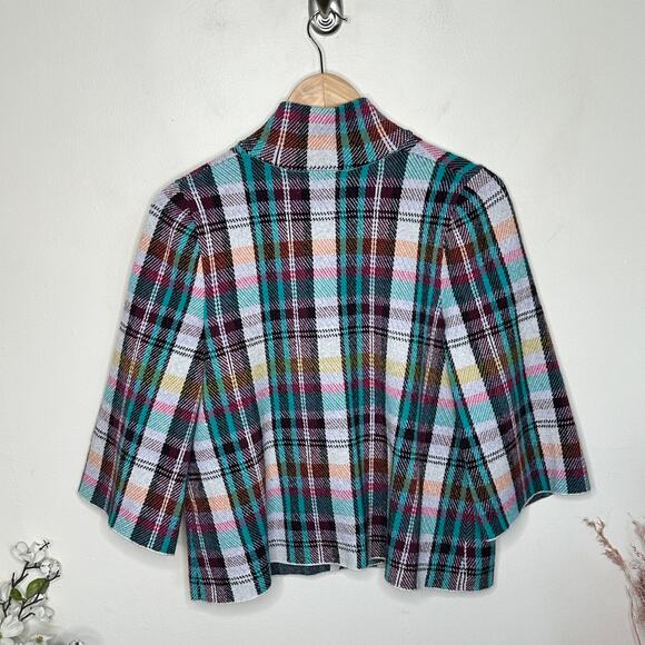 ANTHROPOLOGIE Rosetta Cropped Plaid Sweater Blazer Jacket Sz S {3X13} - Picture 6 of 8